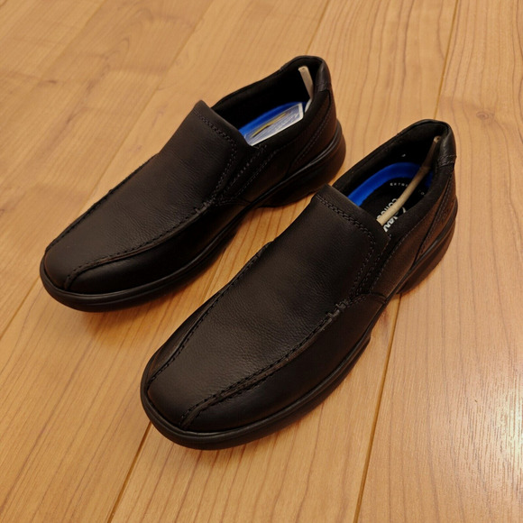 Clarks Bradley Step Men's Slip On Shoes Size 9 Black Tumbled Leather New in Box - Picture 5 of 11
